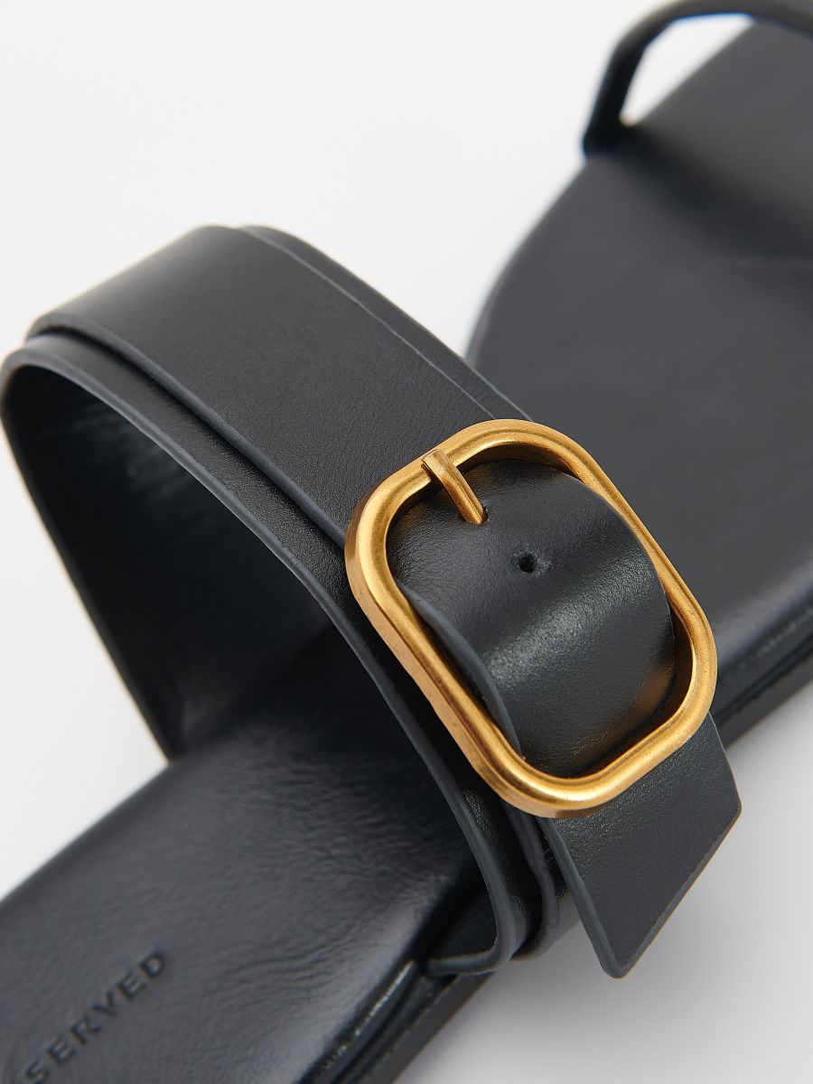 Leather sliders with buckle - black - RESERVED - 4
