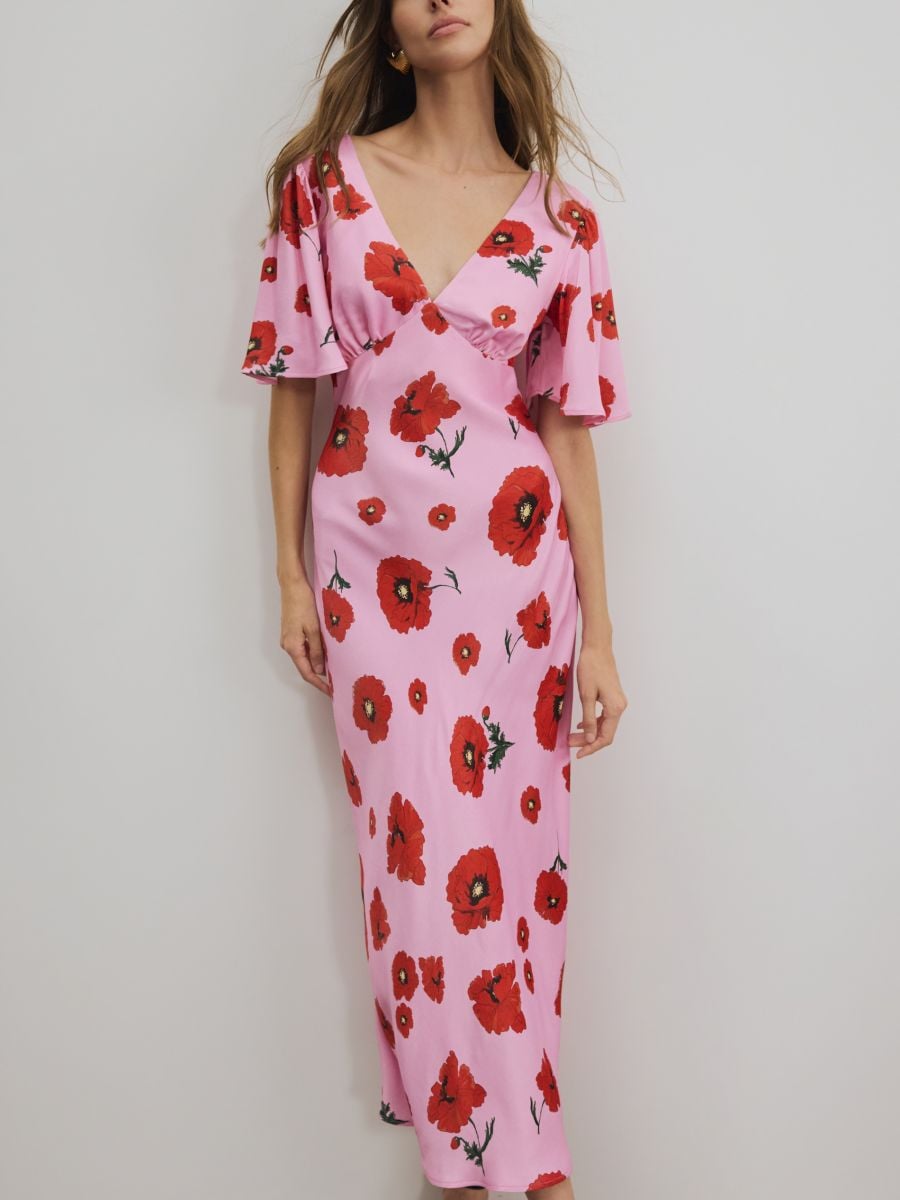 Floral print midi dress COLOUR pink - RESERVED - 147FG-30X Floral print midi dress COLOUR pink - RESERVED - 147FG-30X