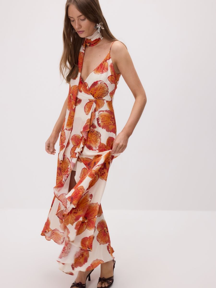 Patterned dress with sash - multicolor - RESERVED - 3
