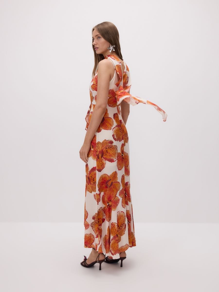 Patterned dress with sash - multicolor - RESERVED - 2