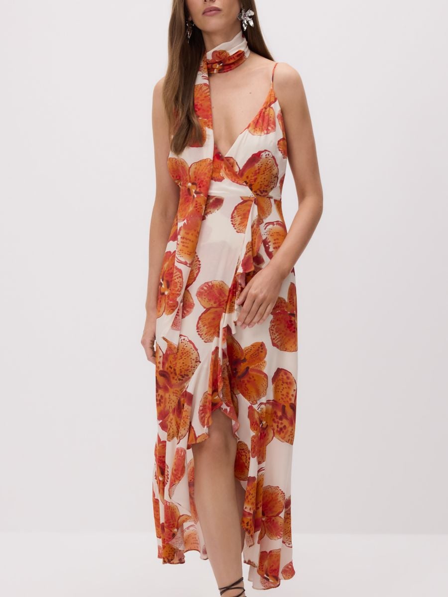 Patterned dress with sash - multicolor - RESERVED - 4