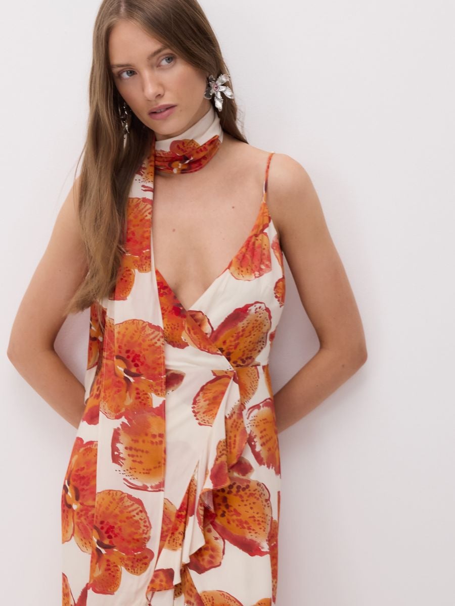 Patterned dress with sash - multicolor - RESERVED - 5