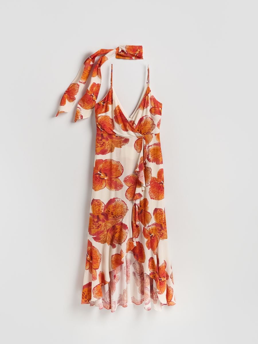 Patterned dress with sash - multicolor - RESERVED - 6