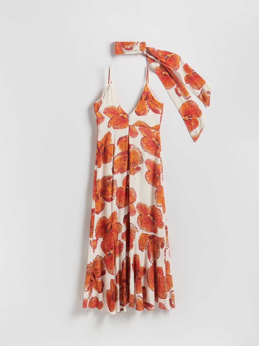 Patterned dress with sash - multicolor - RESERVED - 8