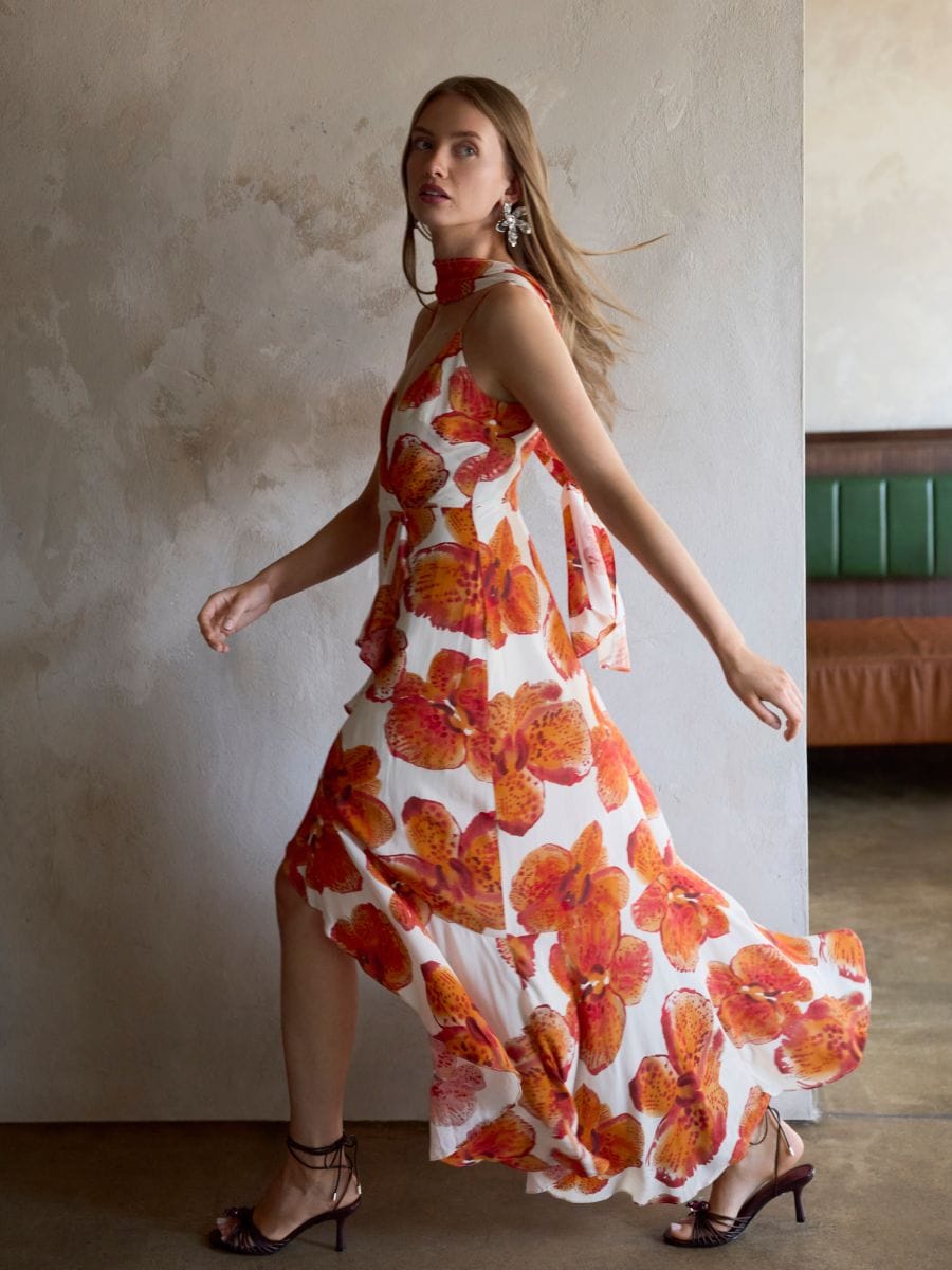 Robe à motifs avec écharpe - Multicolore - RESERVED - 7