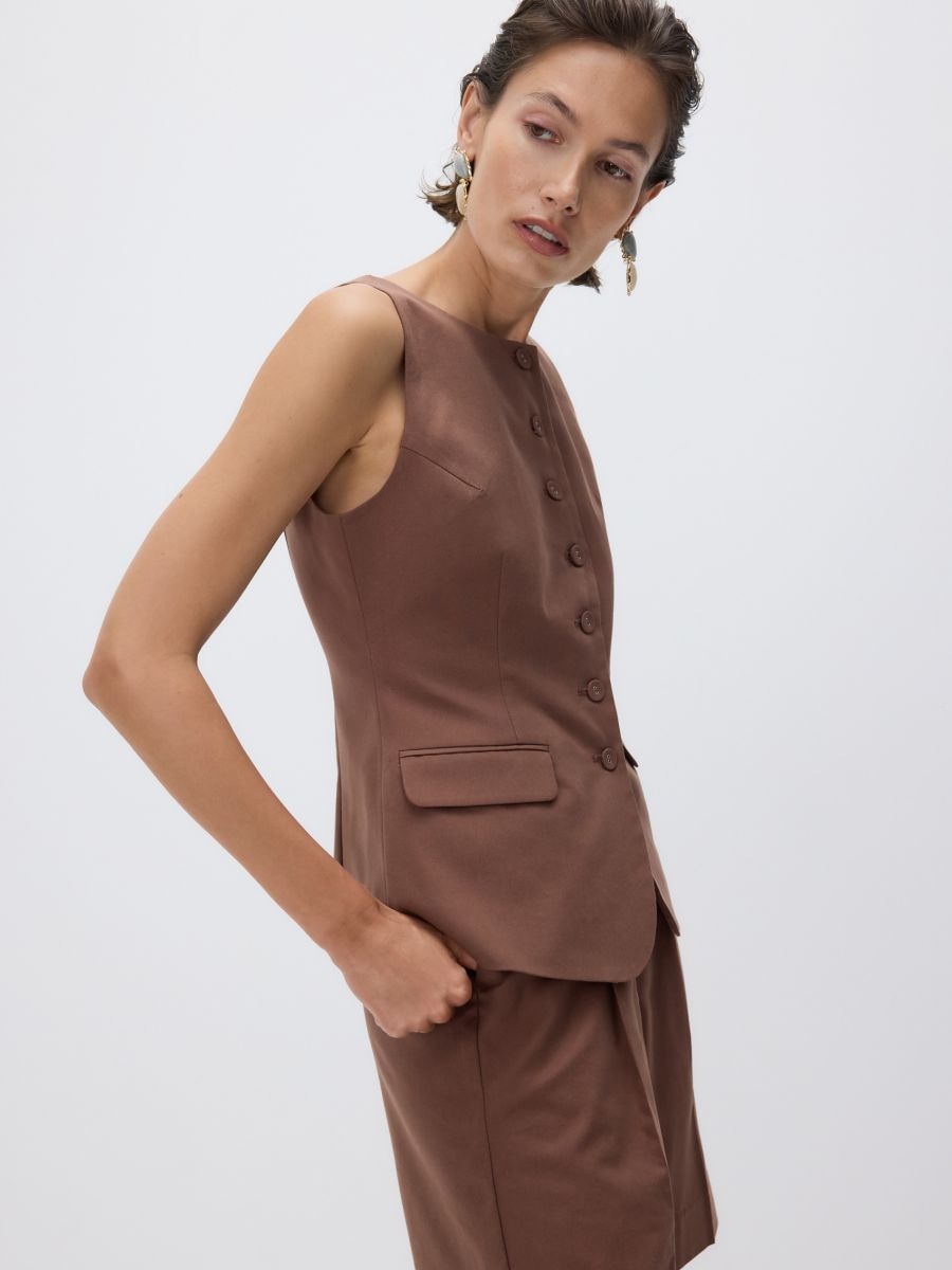 Lyocell rich vest - golden brown - RESERVED