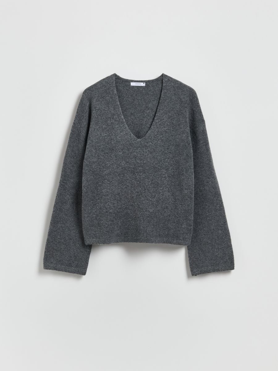 Wide sleeve sweater - dark grey - RESERVED