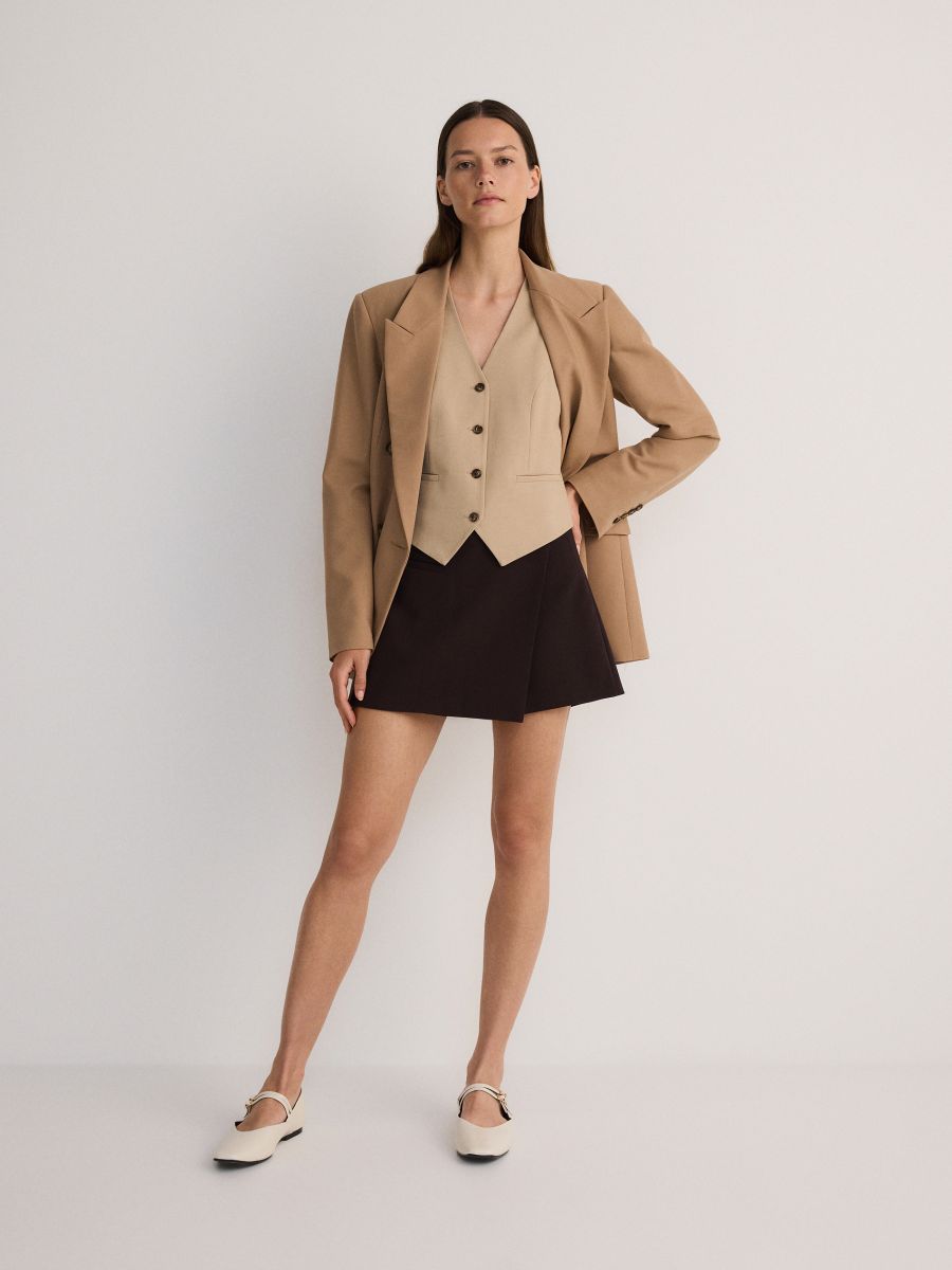Skort in viscose blend - dark brown - RESERVED - 2