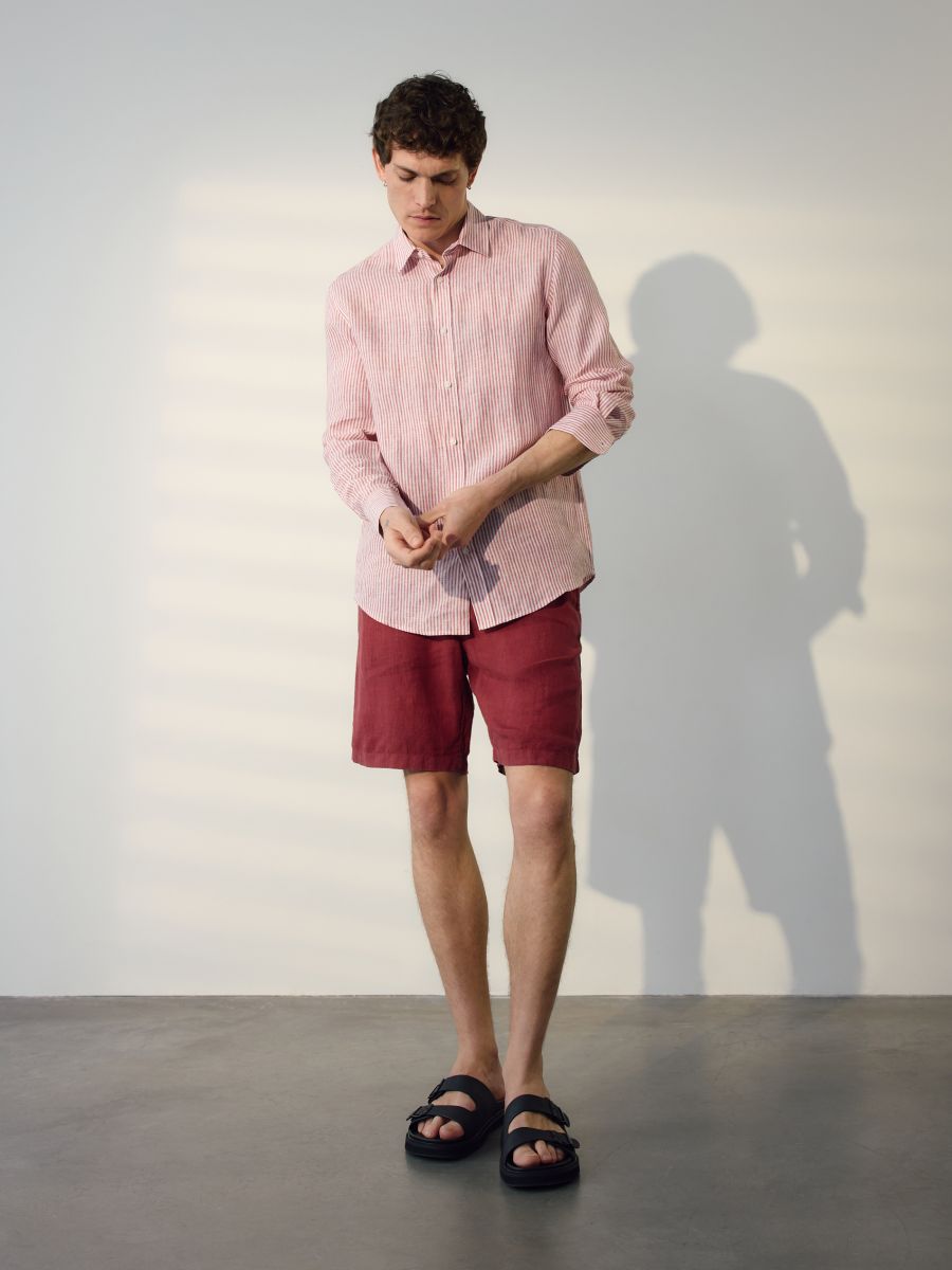 Regular fit linen shirt - copper - RESERVED