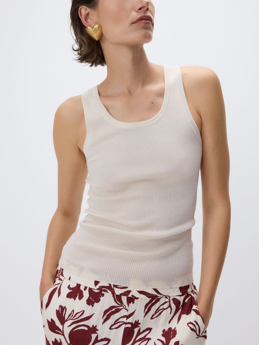 Wool and silk top - cream - RESERVED
