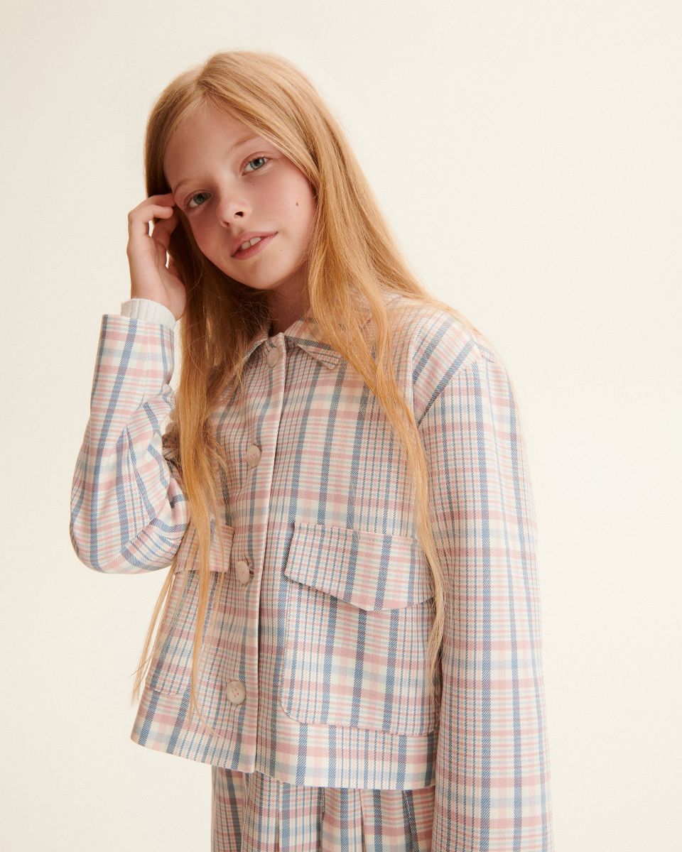 Cropped check blazer - coral - RESERVED - 2