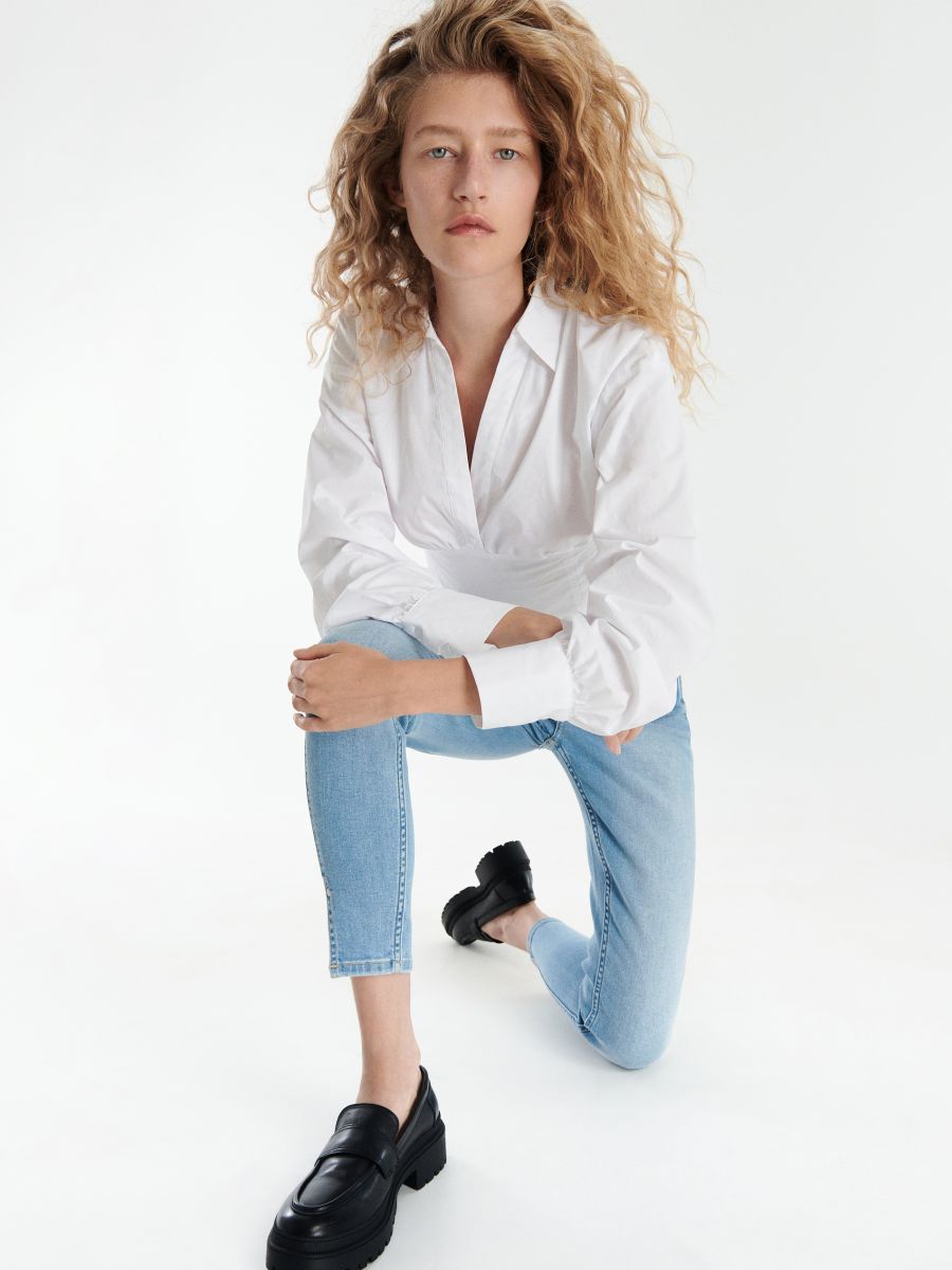 Slim jeans with side split hem - blue - RESERVED - 5