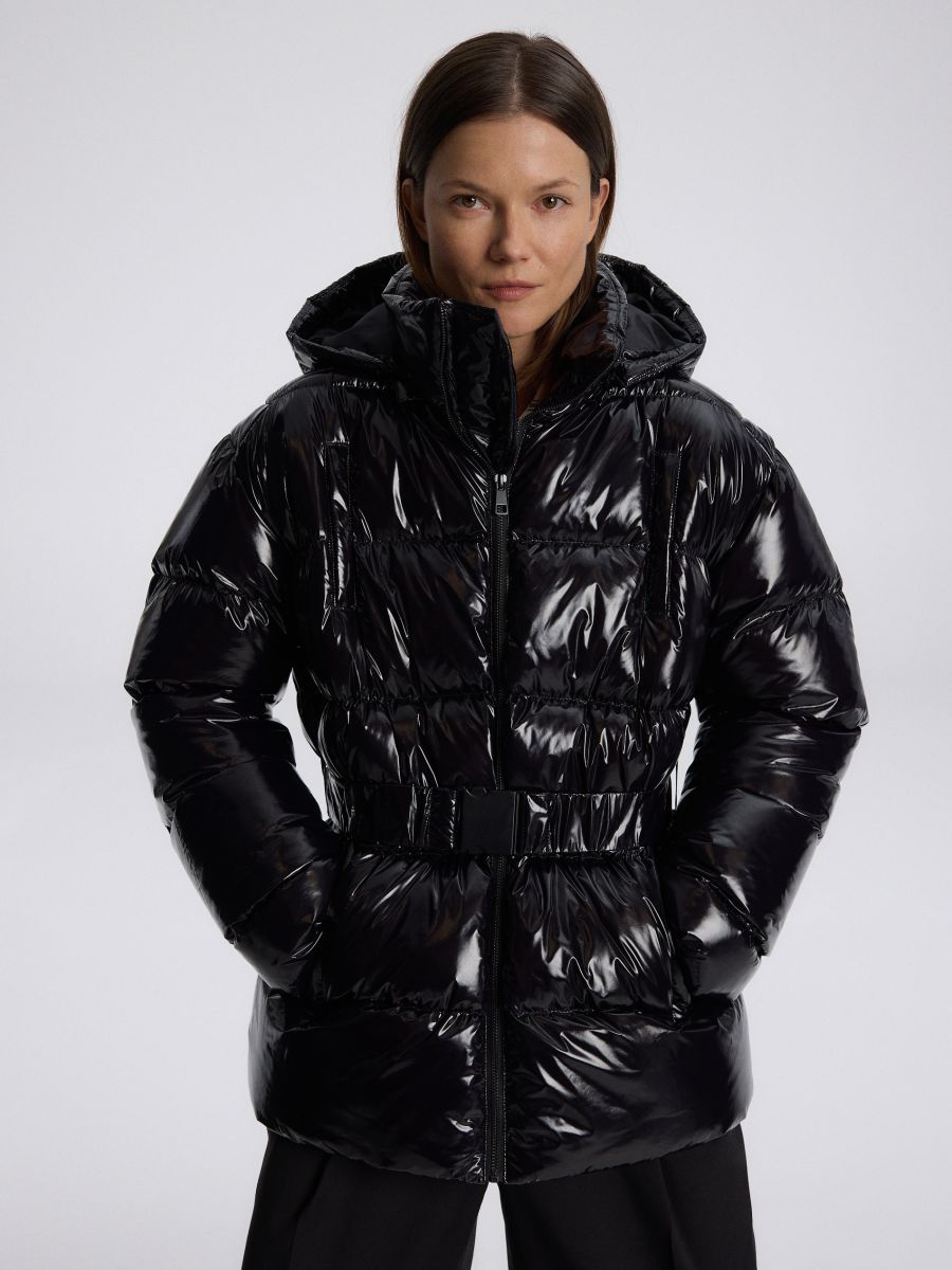 Quilted jacket with belt - black - RESERVED - 3