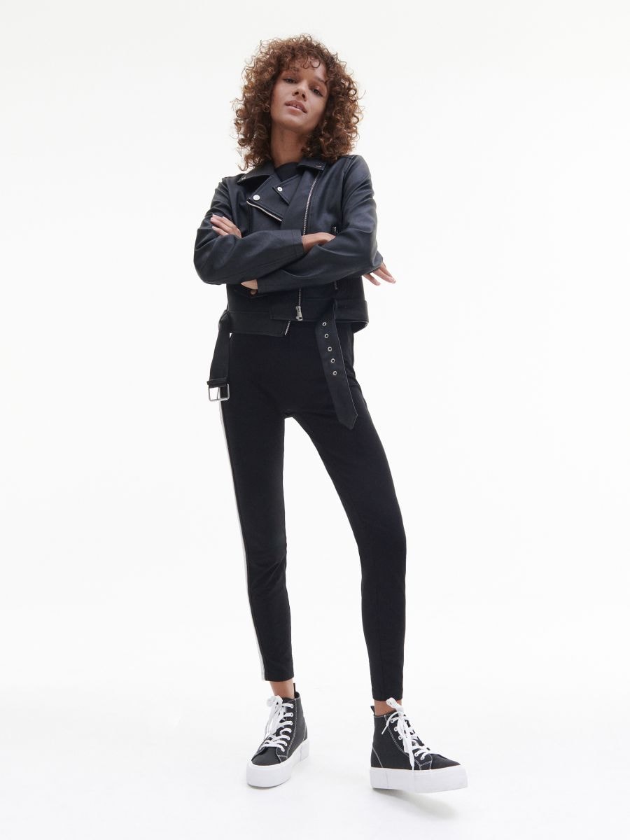 Leggings with side stripes - black - RESERVED - 6