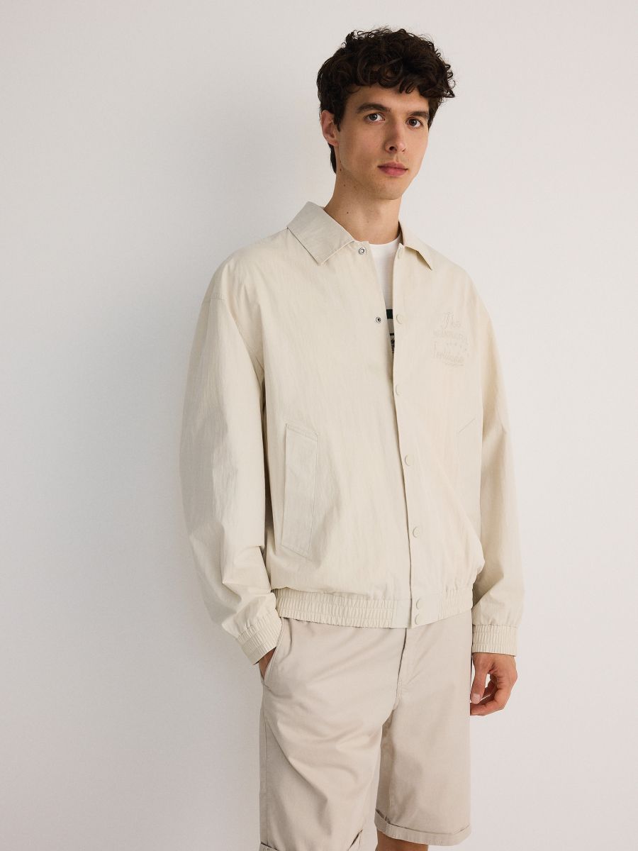 Bomber jacket with collar - cream - RESERVED