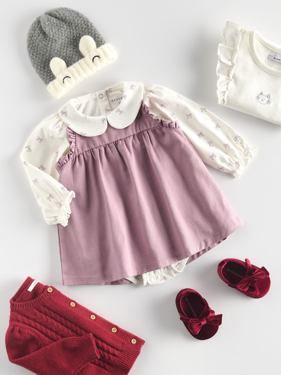 BABIES` BODY SUIT & DRESS - prljavo roze - RESERVED