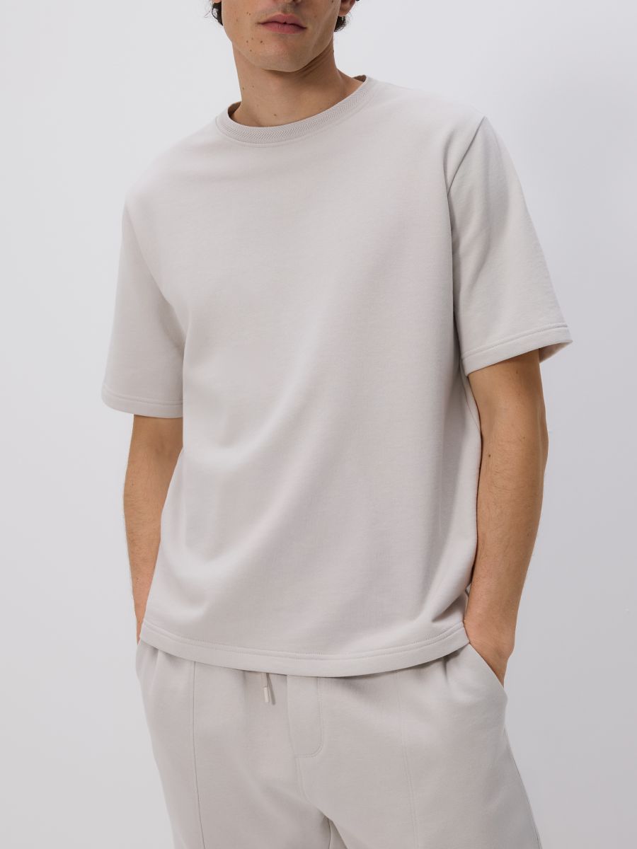 Regular fit cotton T-shirt - cream - RESERVED