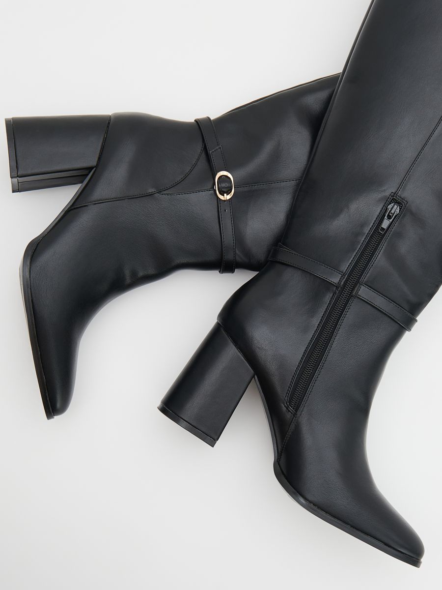 Heeled knee-high boots - black - RESERVED - 4