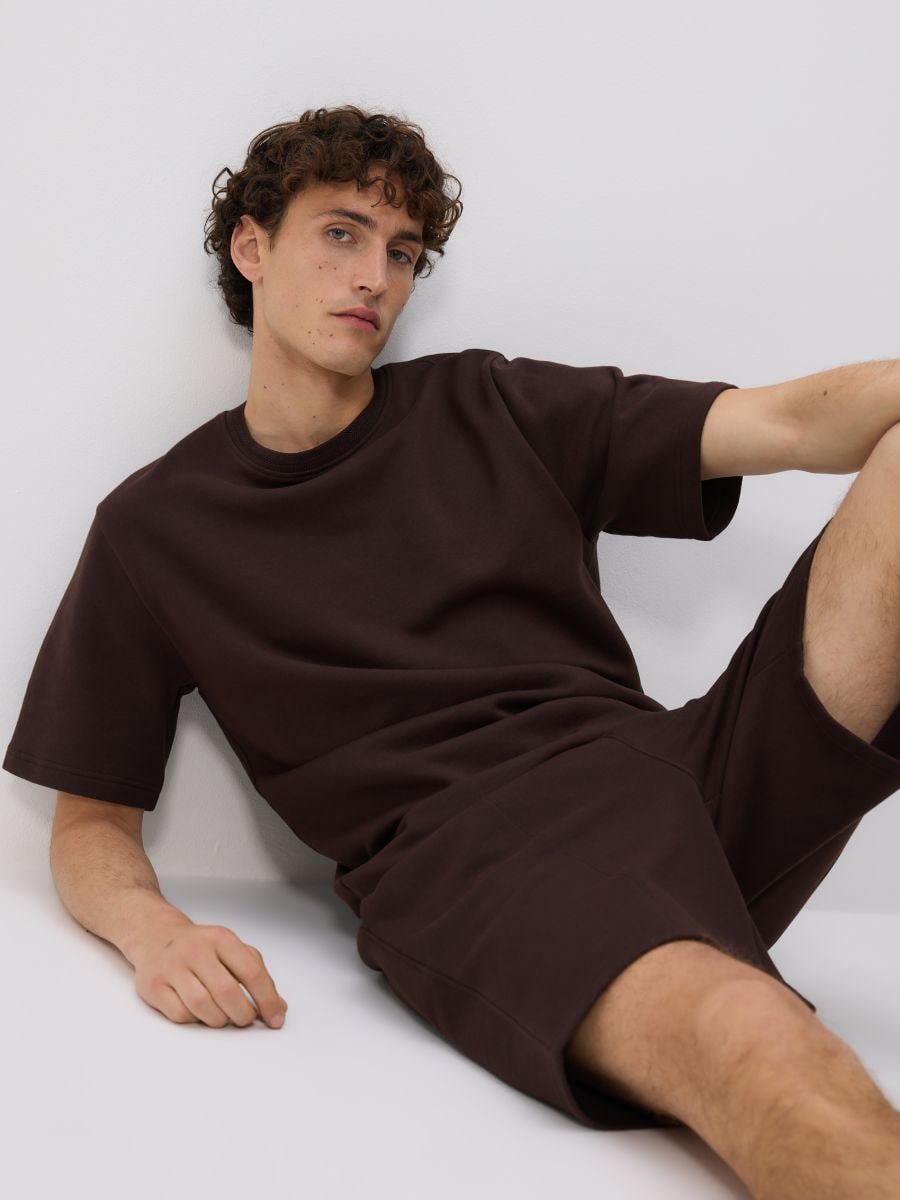 Regular fit jogger shorts - dark brown - RESERVED - 2