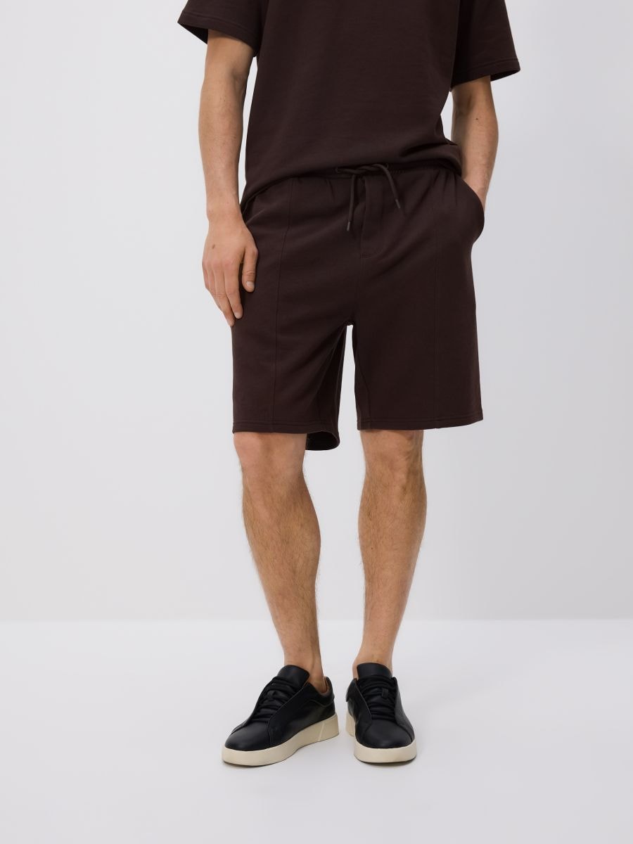 Regular fit jogger shorts - dark brown - RESERVED - 3