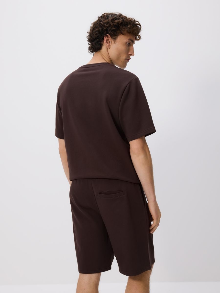 Regular fit jogger shorts - dark brown - RESERVED - 4