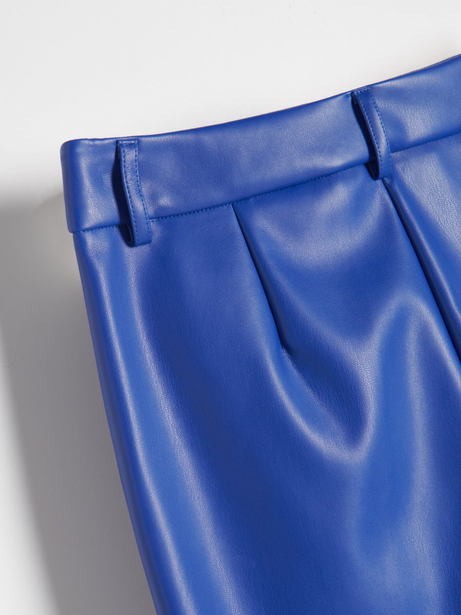 Pantalone od veštačke kože - plava - RESERVED - 4