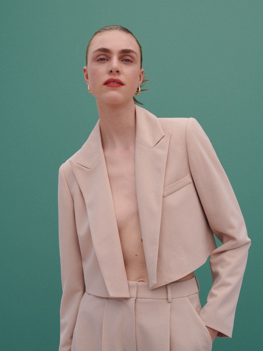 Cropped blazer Color beige - RESERVED - 1557I-08X