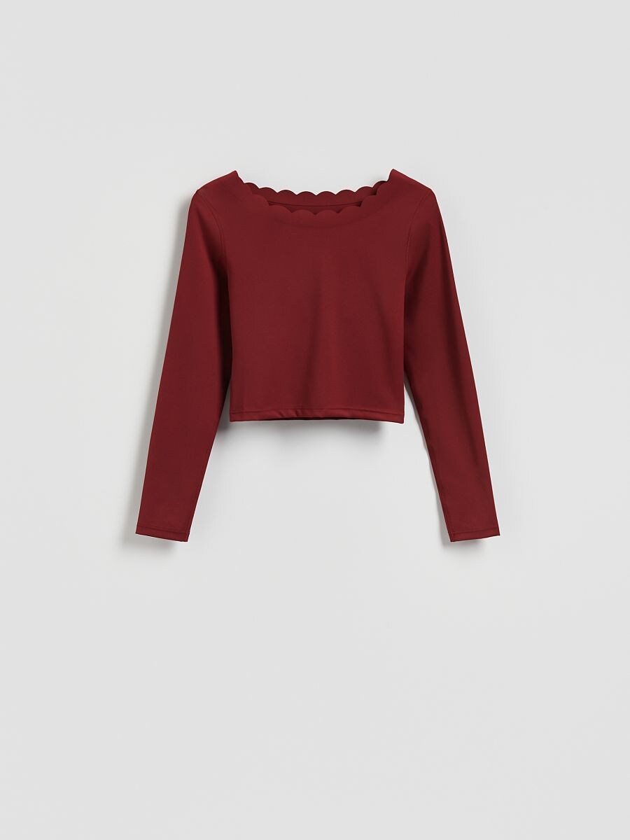 LADIES` T-SHIRT - бордовий - RESERVED