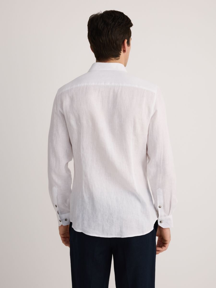 Camicia in lino regular fit - bianco - RESERVED - 4