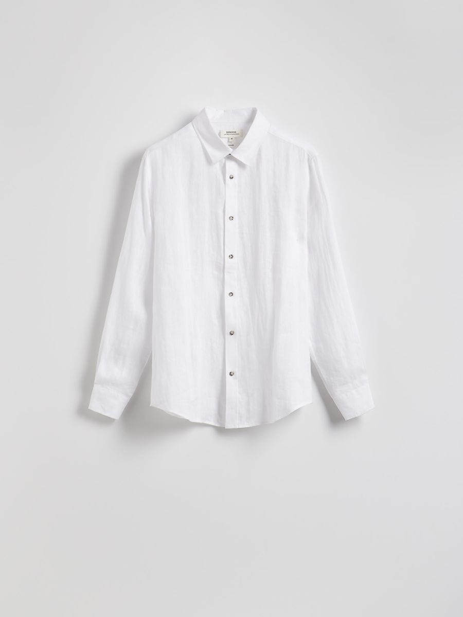 Camicia in lino regular fit - bianco - RESERVED - 5