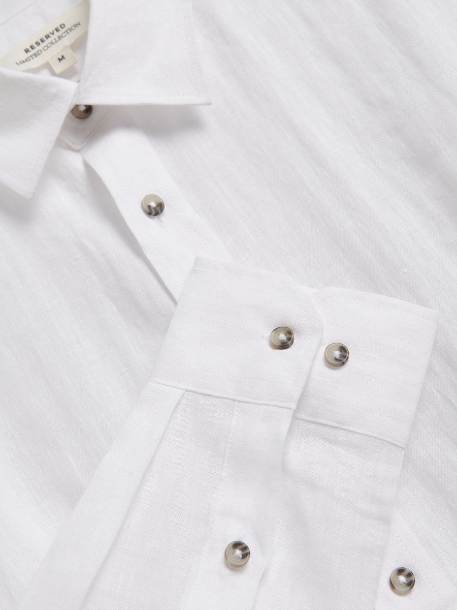 Camicia in lino regular fit - bianco - RESERVED - 6