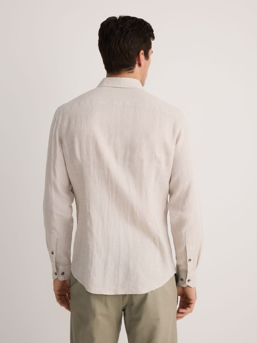 Λινό πουκάμισο regular fit - ΜΠΕΖ - RESERVED - 5