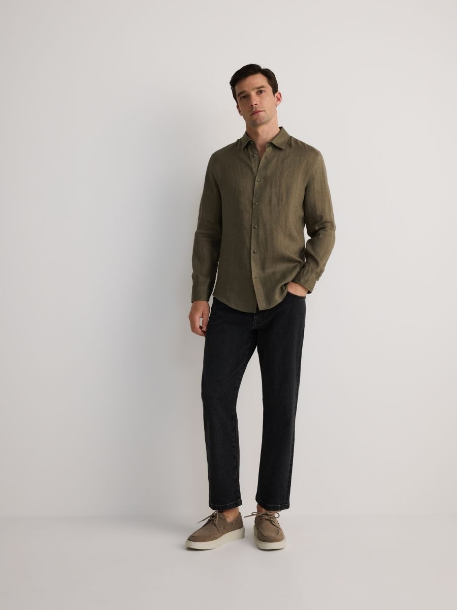 Regular fit linen shirt - green - RESERVED - 5