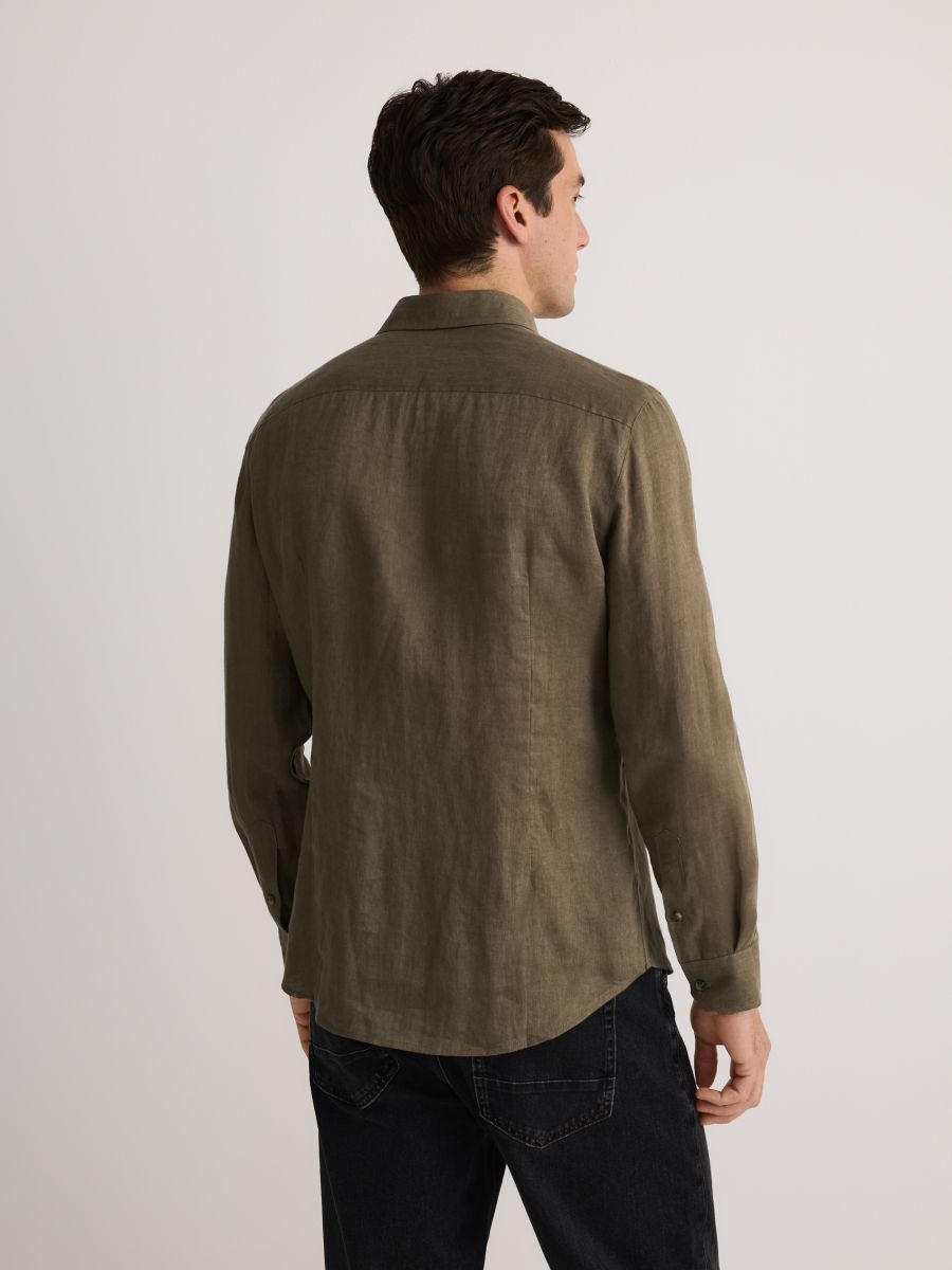Regular fit linen shirt - green - RESERVED - 4