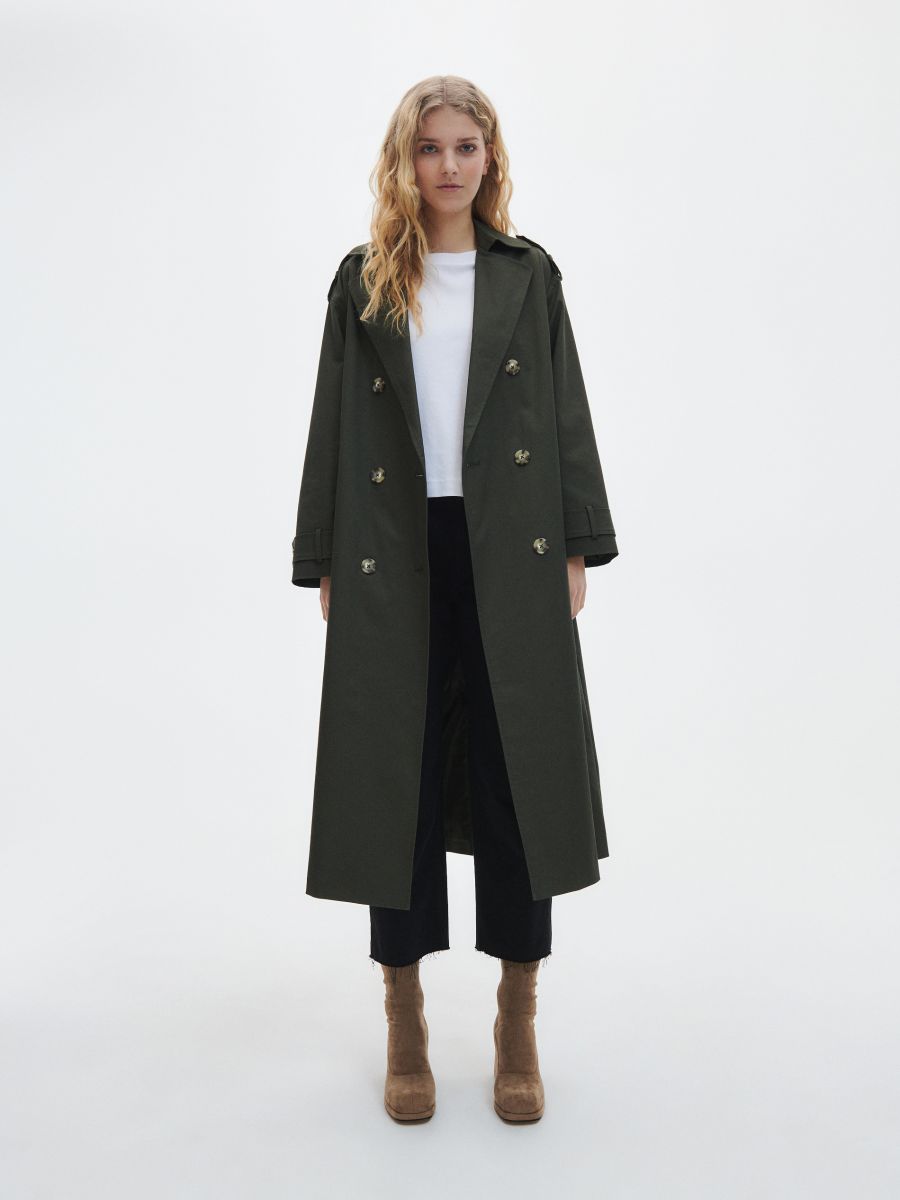 Double-breasted trench coat Color dusty green - RESERVED - 1562T-97X