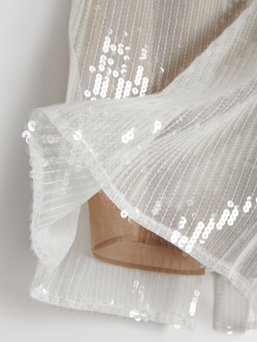 Skirt with sequins - beige - RESERVED - 5