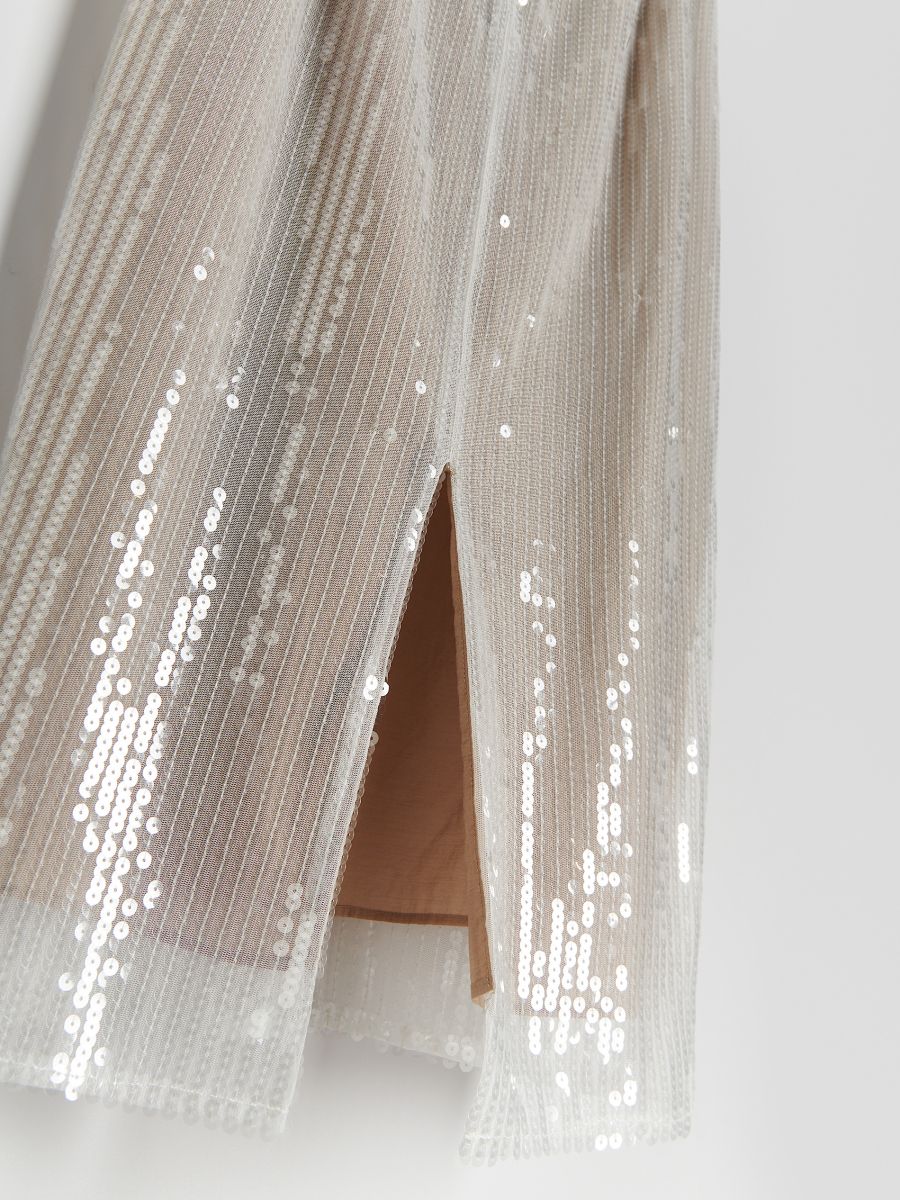 Skirt with sequins - beige - RESERVED - 6
