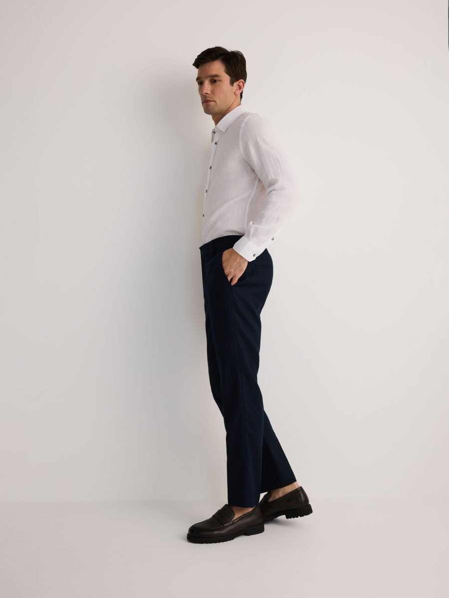 Regular fit linen pants - navy - RESERVED - 5