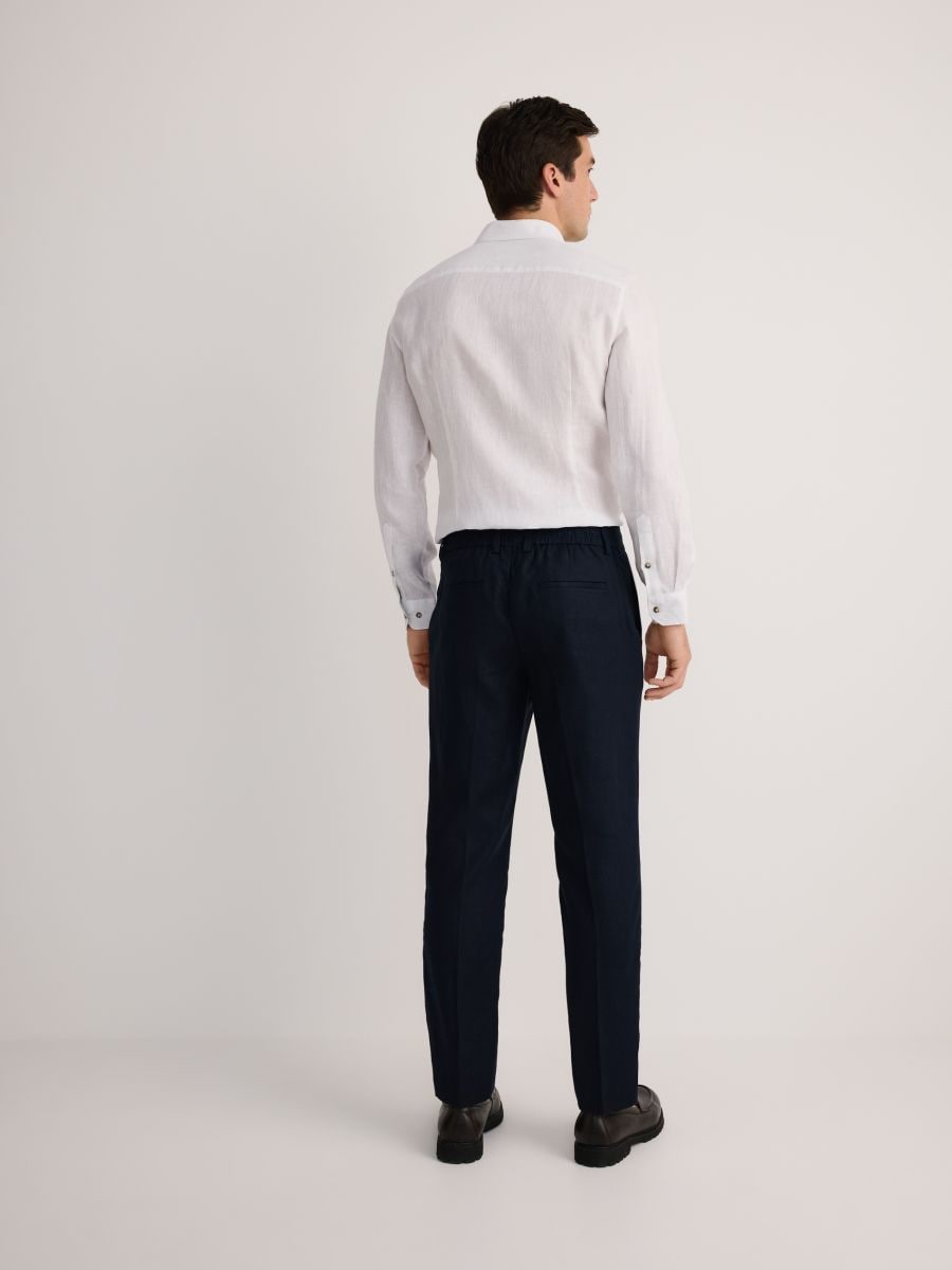 Regular fit linen pants - navy - RESERVED - 6