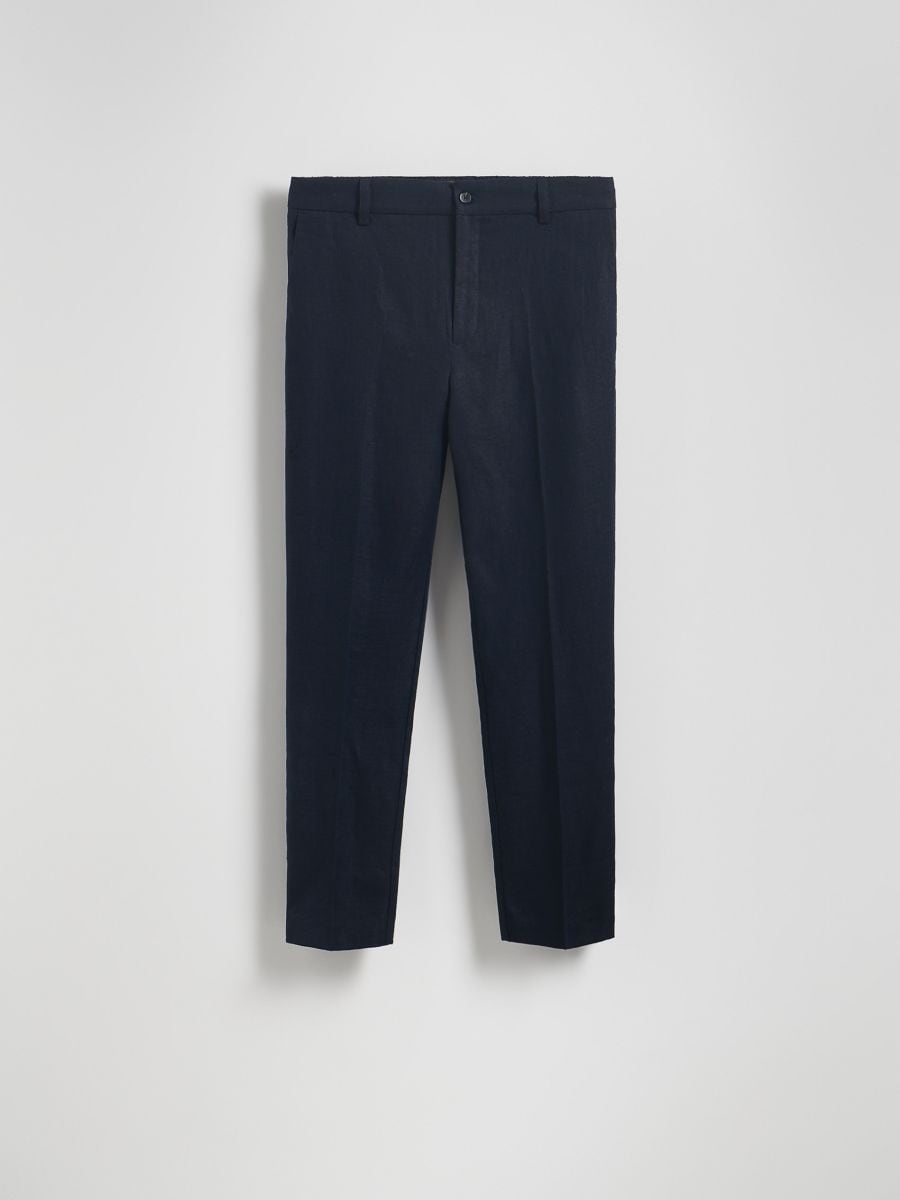 Regular fit linen pants - navy - RESERVED - 5