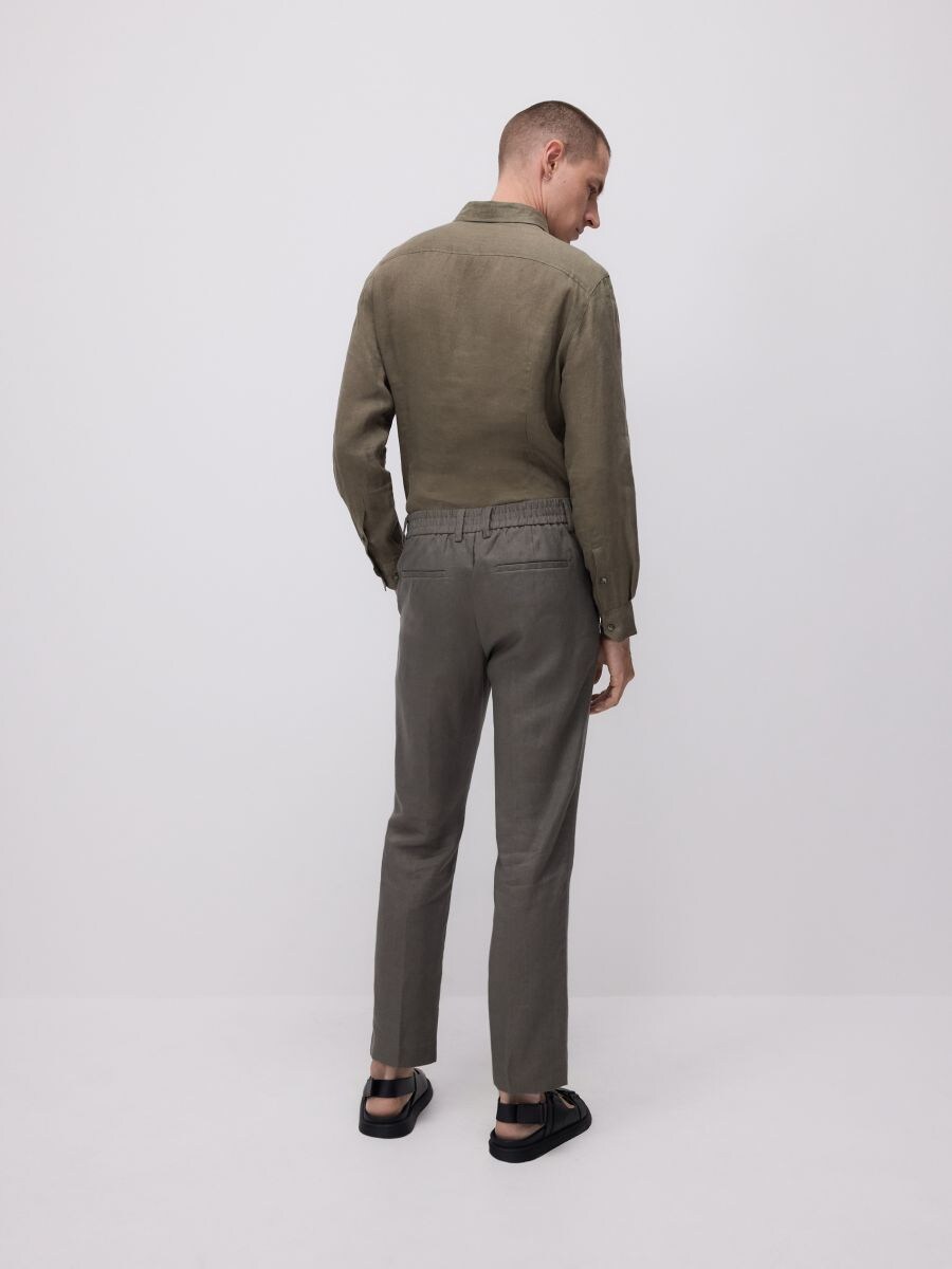 Regular fit linen pants - green - RESERVED - 6