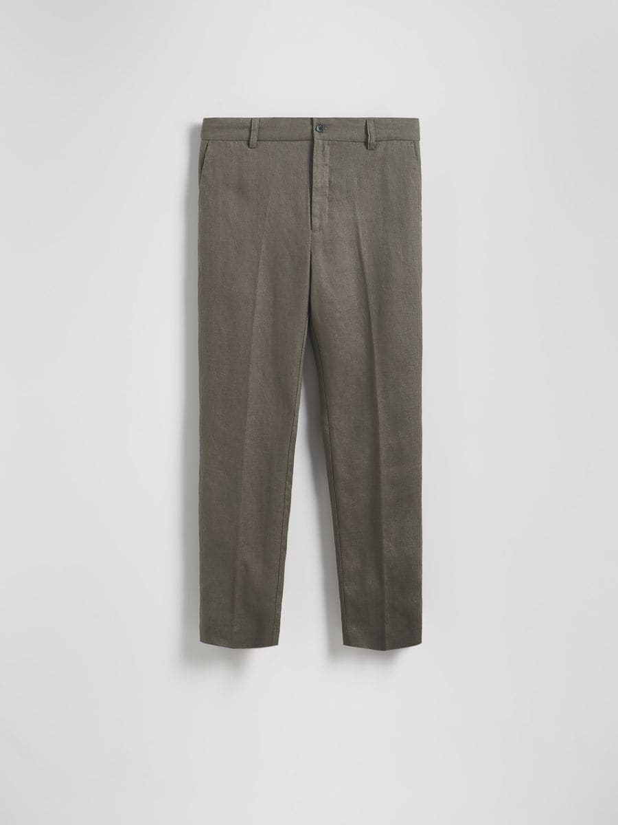 Regular fit linen pants - green - RESERVED - 2