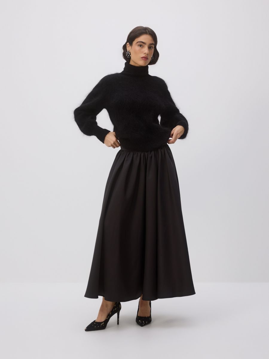 Rozkloszowana spódnica midi - czarny - RESERVED