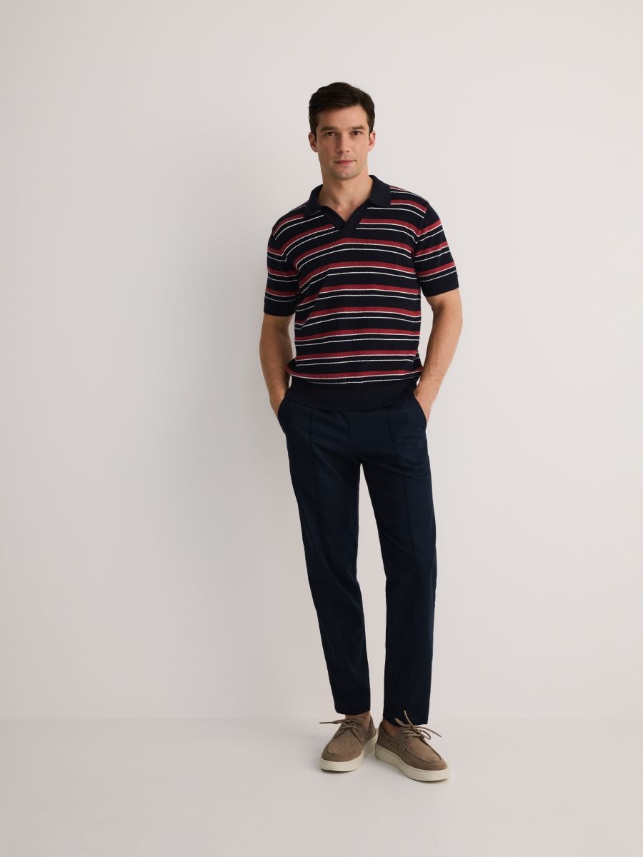 Joggers en mezcla de lino - azul marino - RESERVED