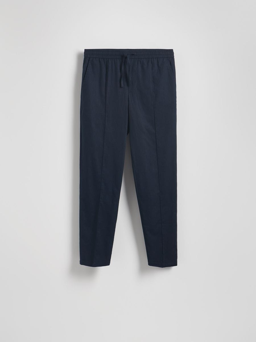 Linen rich joggers - navy - RESERVED