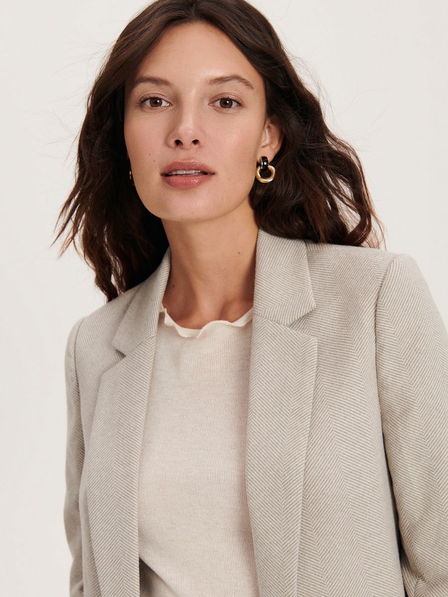 LONG JACKET WITH ROLL-UP SLEEVES - light grey - RESERVED - 3