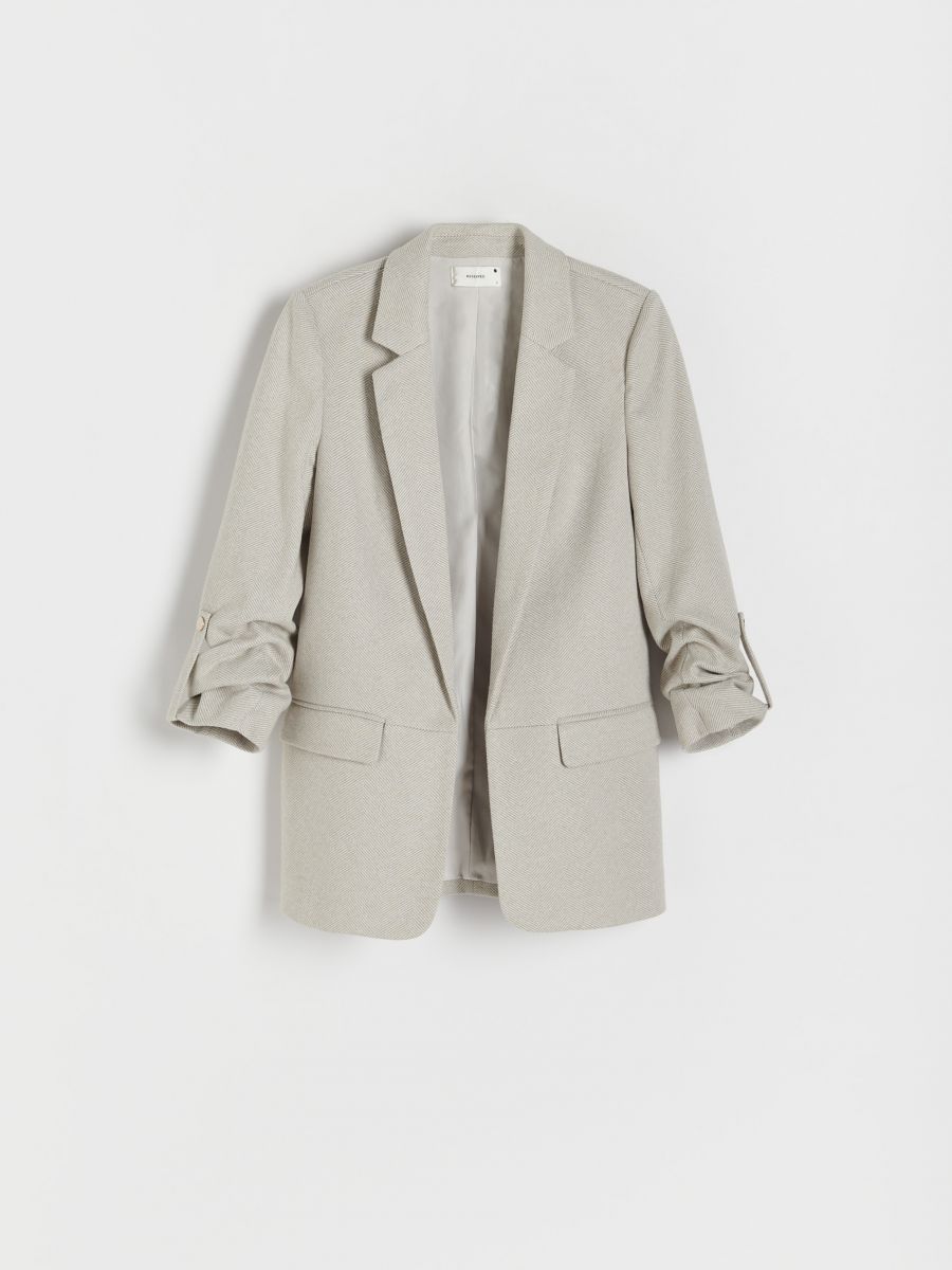 LONG JACKET WITH ROLL-UP SLEEVES - light grey - RESERVED - 4