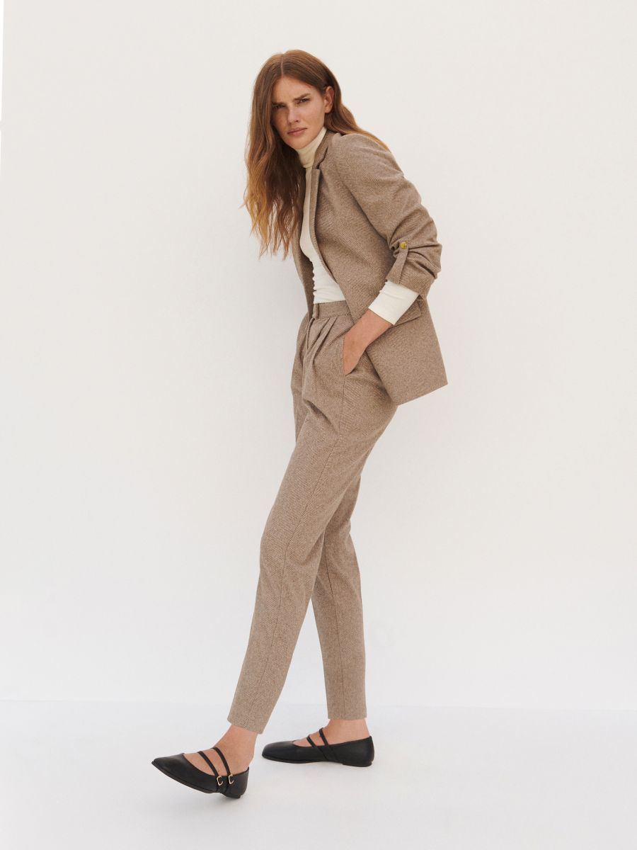LONG JACKET WITH ROLL-UP SLEEVES - beige - RESERVED - 2