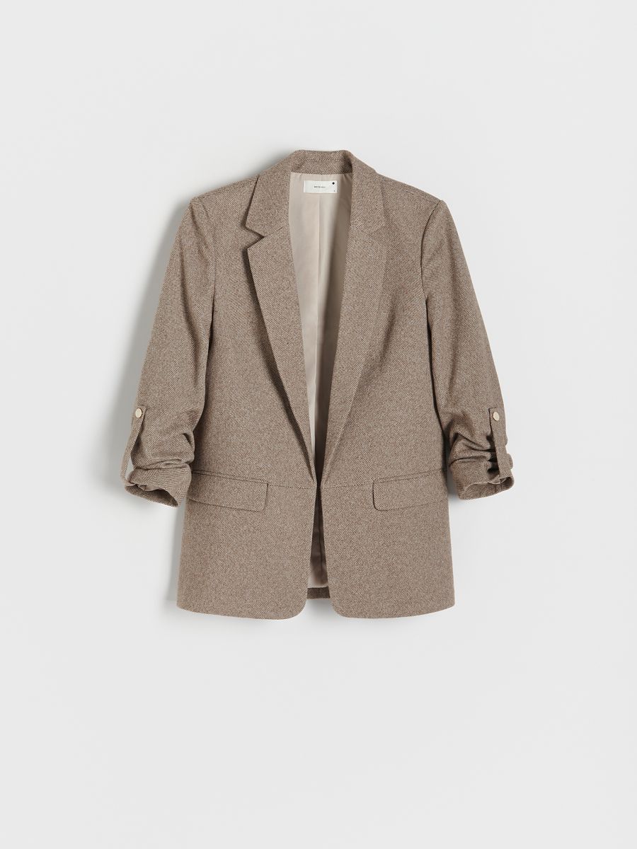 LONG JACKET WITH ROLL-UP SLEEVES - beige - RESERVED - 4