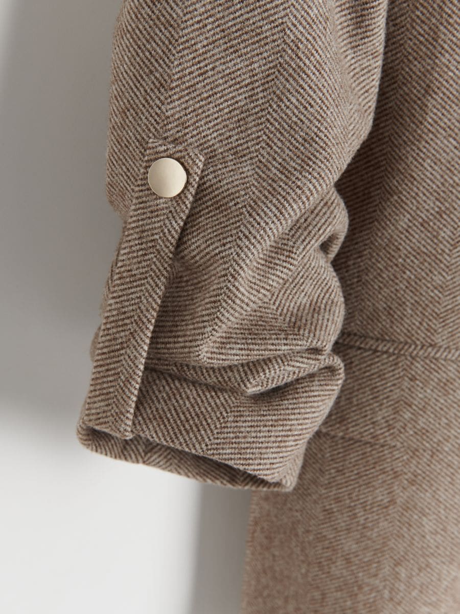 LONG JACKET WITH ROLL-UP SLEEVES - beige - RESERVED - 5